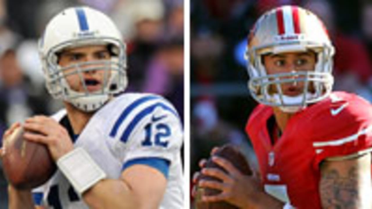 Indianapolis Colts quarterback Andrew Luck drops back in the pocket