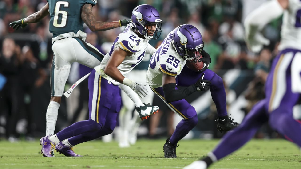 Minnesota Vikings safety Theo Jackson (25) walks off the field