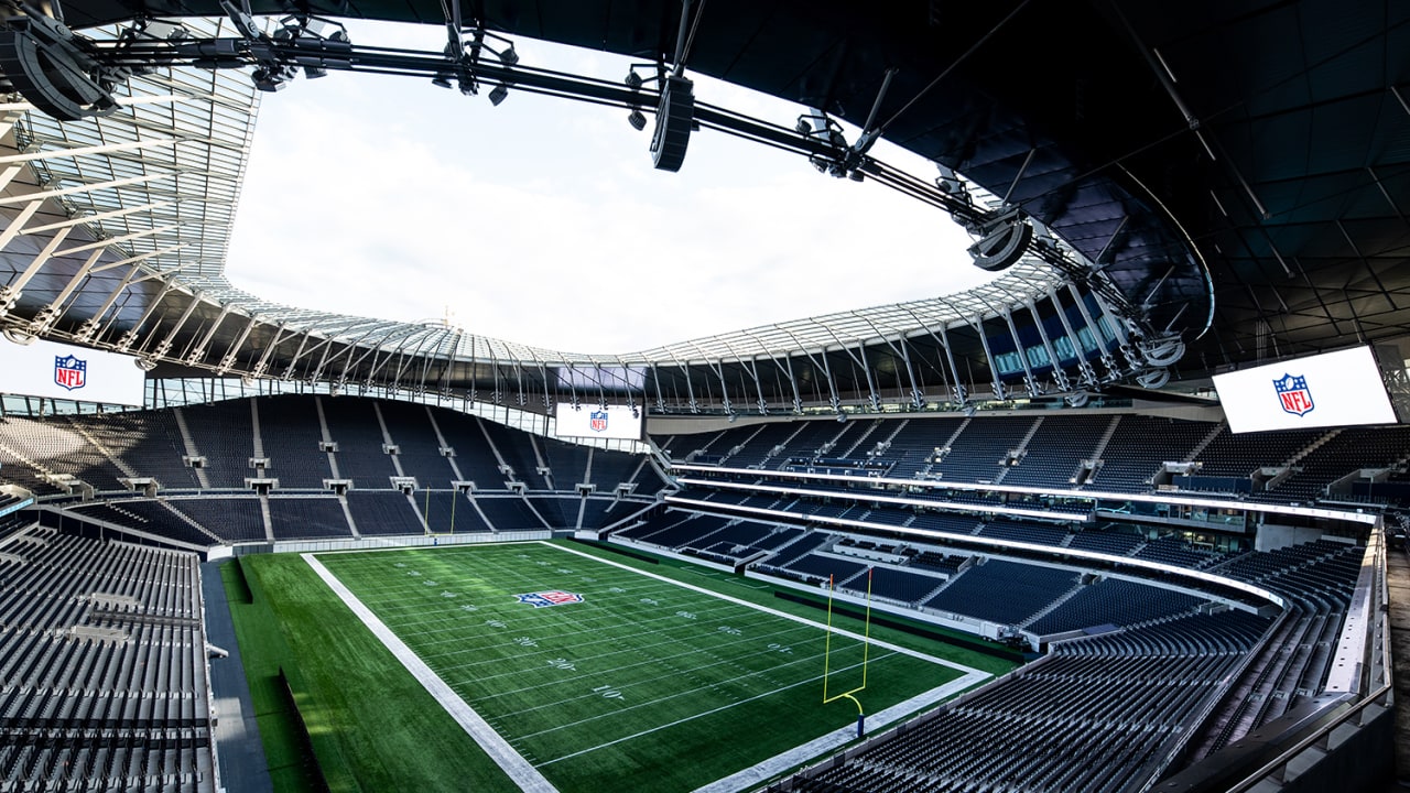 A general view of the screen showing the attendance during an NFL football  game between the Green Bay Packers and the New York Giants at Tottenham  Hotspur Stadium in London, Sunday, Oct.