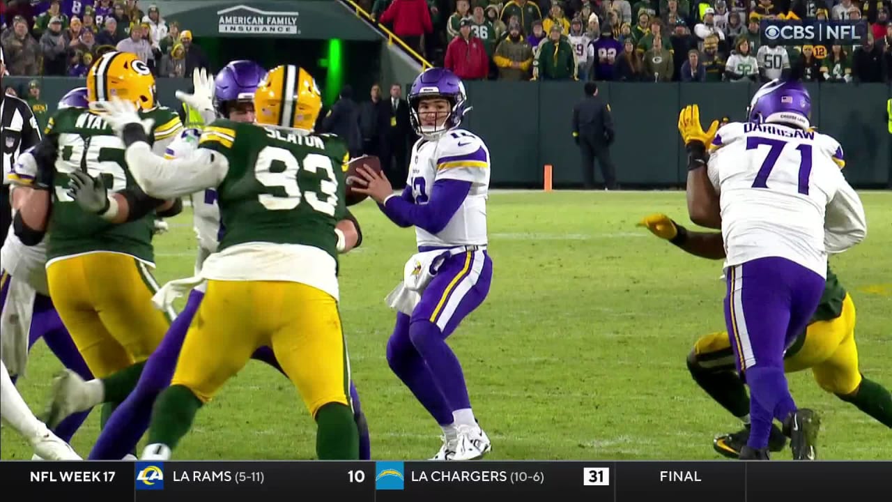 Minnesota Vikings wide receiver K.J. Osborn (17) in action against New York  Jets cornerback Sauce Gardner (1) during the second half of an NFL football  game Sunday, Dec. 4, 2022 in Minneapolis. (