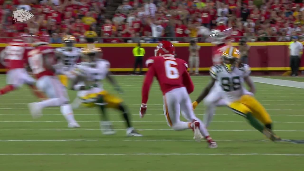 Kansas City Chiefs safety Bryan Cook picks off errant Green Bay Packers