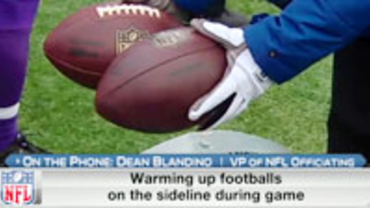 A general view of a game ball before an NFL football game between