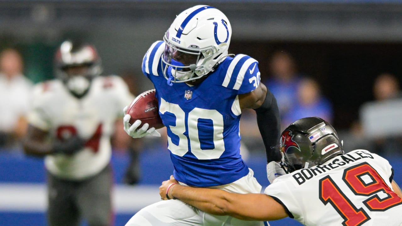 Indianapolis Colts cornerback Dallis Flowers weaves through Tampa Bay  Buccaneers on 53-yard kick return