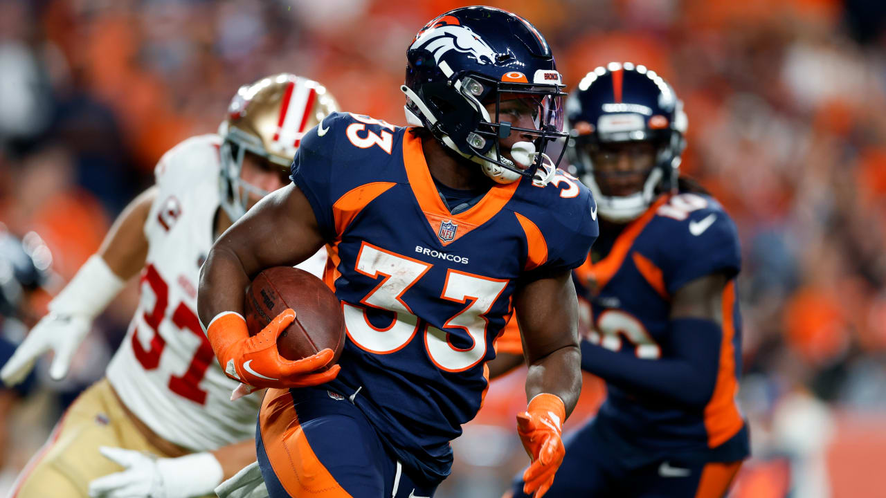 Denver Broncos running back Javonte Williams (33) during an NFL