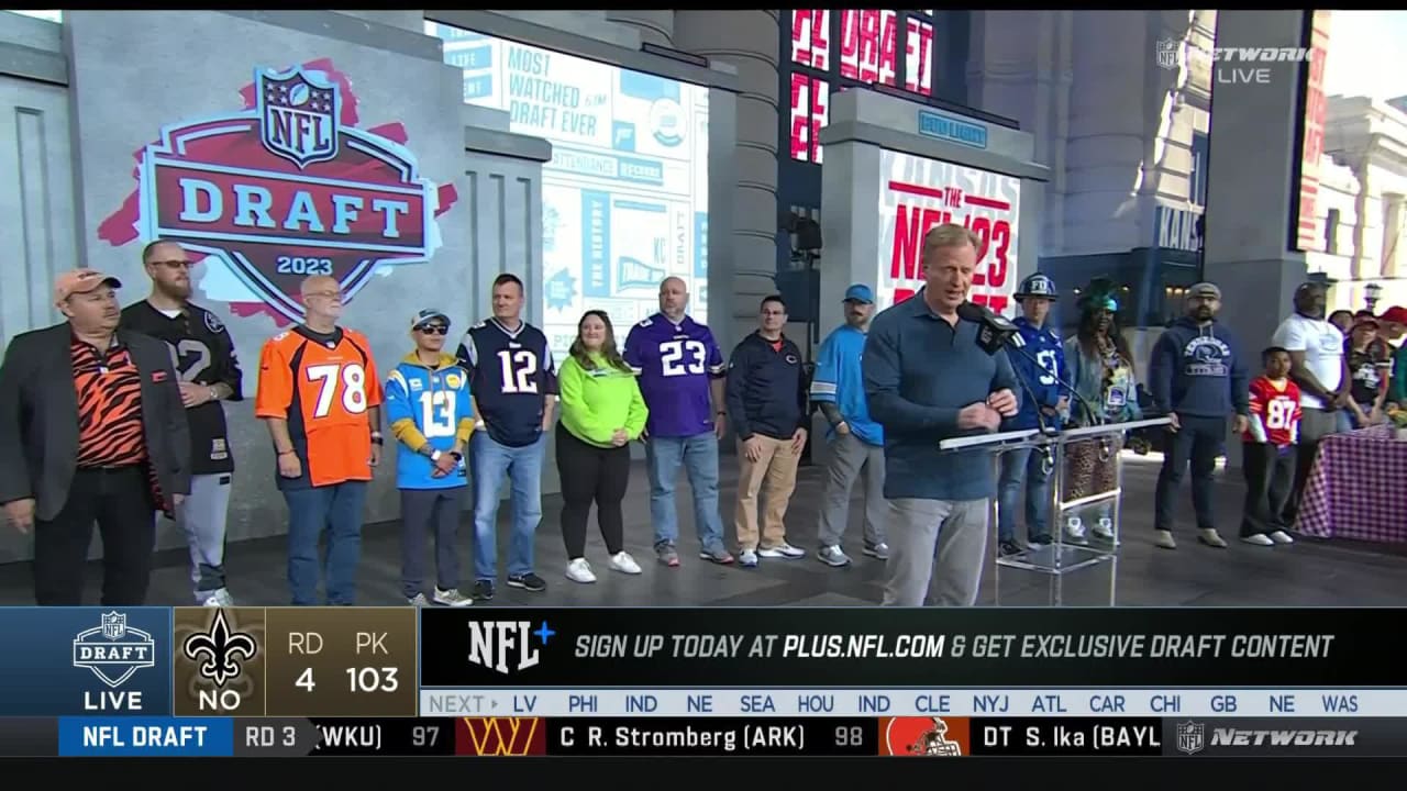 NFL commissioner Roger Goodell opens Day 3 of the 2023 NFL Draft