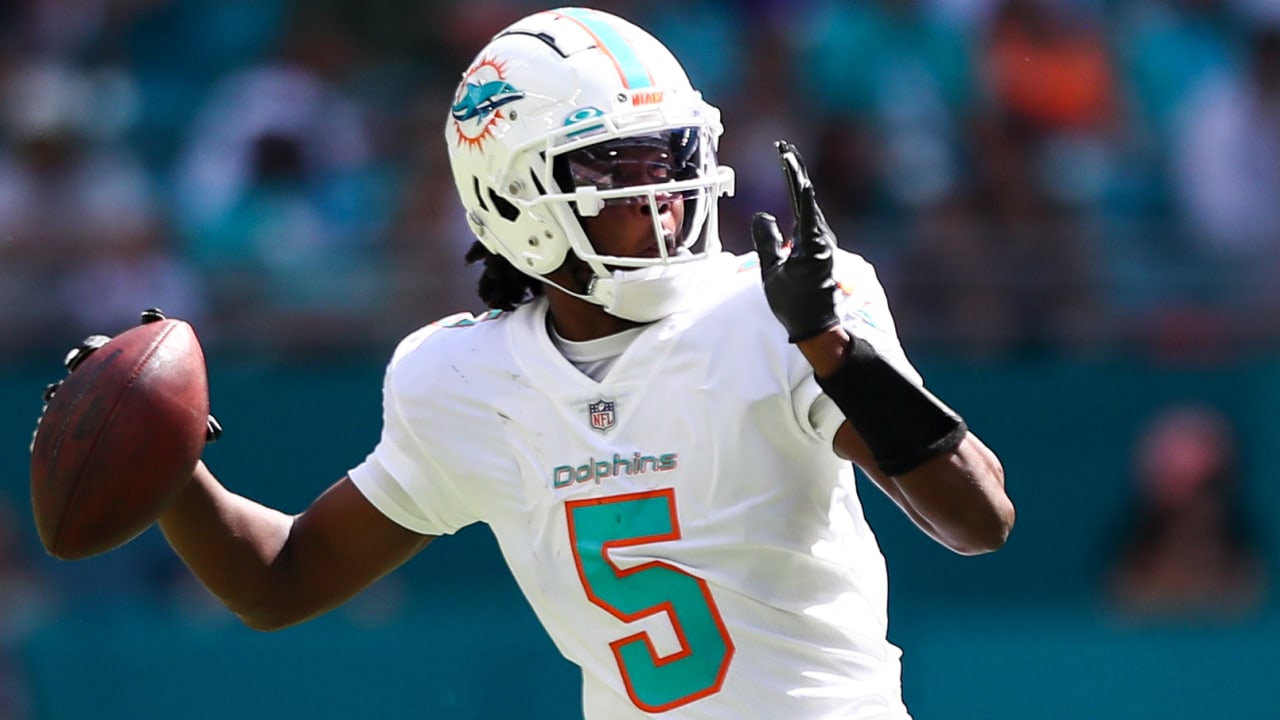 Miami Dolphins quarterback Bridgewater darts pass to tight end Mike