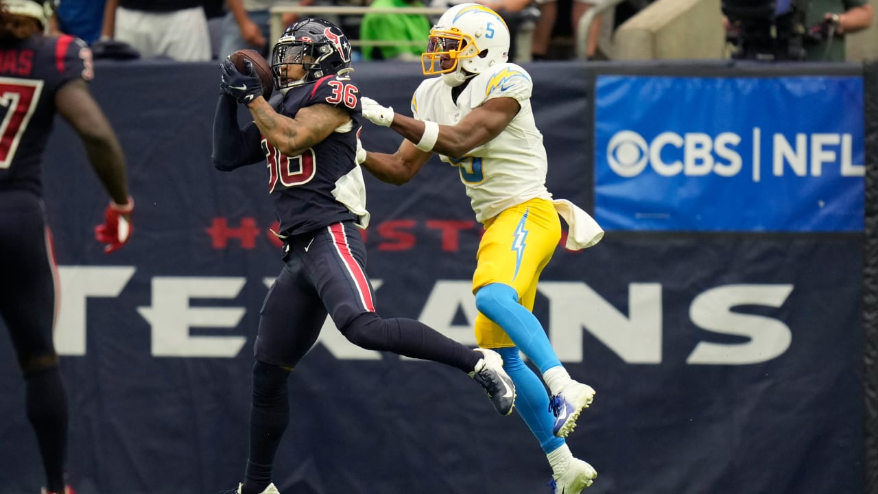 Houston Texans cornerback Jonathan Owens' first career interception comes  from Los Angeles Chargers quarterback Justin Herbert