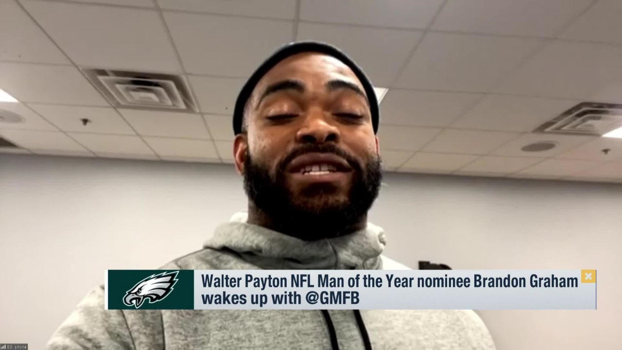 Philadelphia Eagles defensive end Brandon Graham reacts to being Eagles