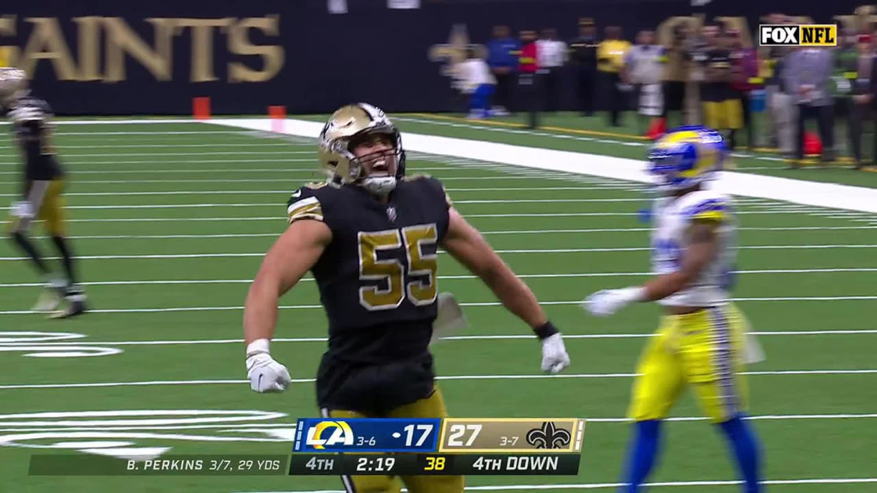 New Orleans Saints linebacker Kaden Elliss is hyped after speedy third