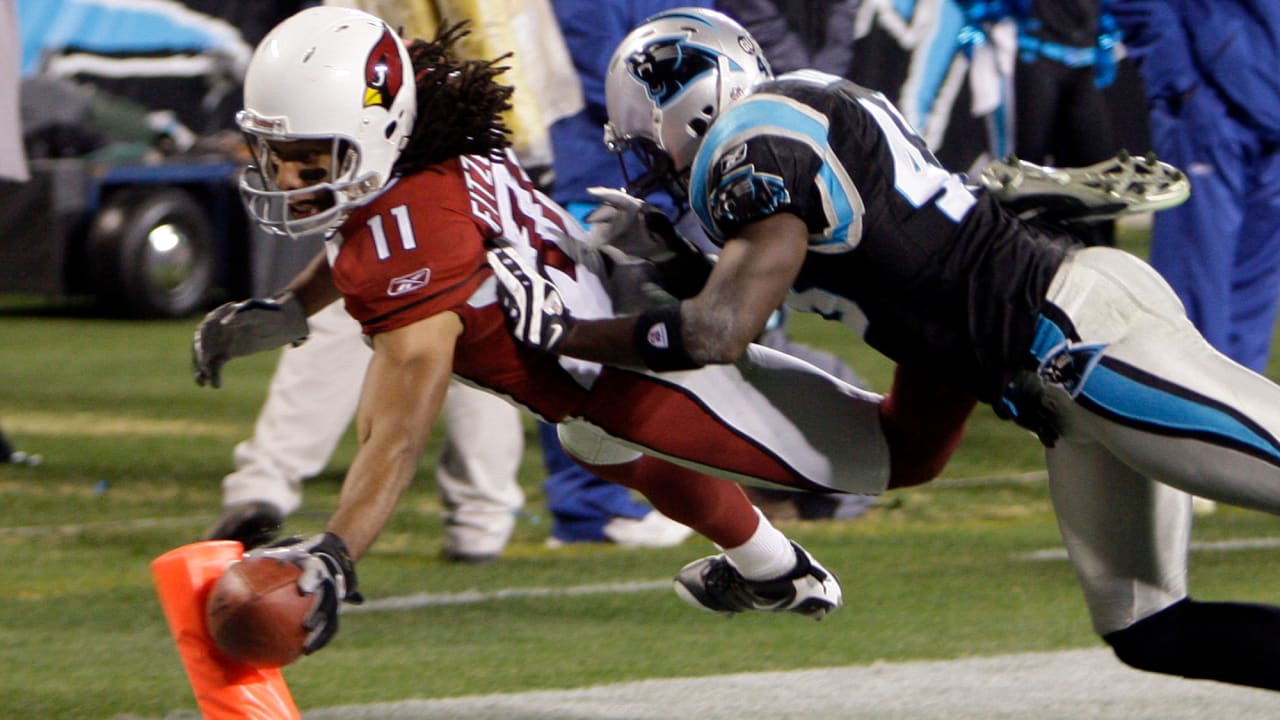 NFL Throwback: Larry Fitzgerald's 2008 Postseason Run, 30 catches. 546  receiving yards. Seven receiving TDs. Larry Fitzgerald's 2008 playoffs run  broke nearly every single postseason receiving record. Happy, By NFL