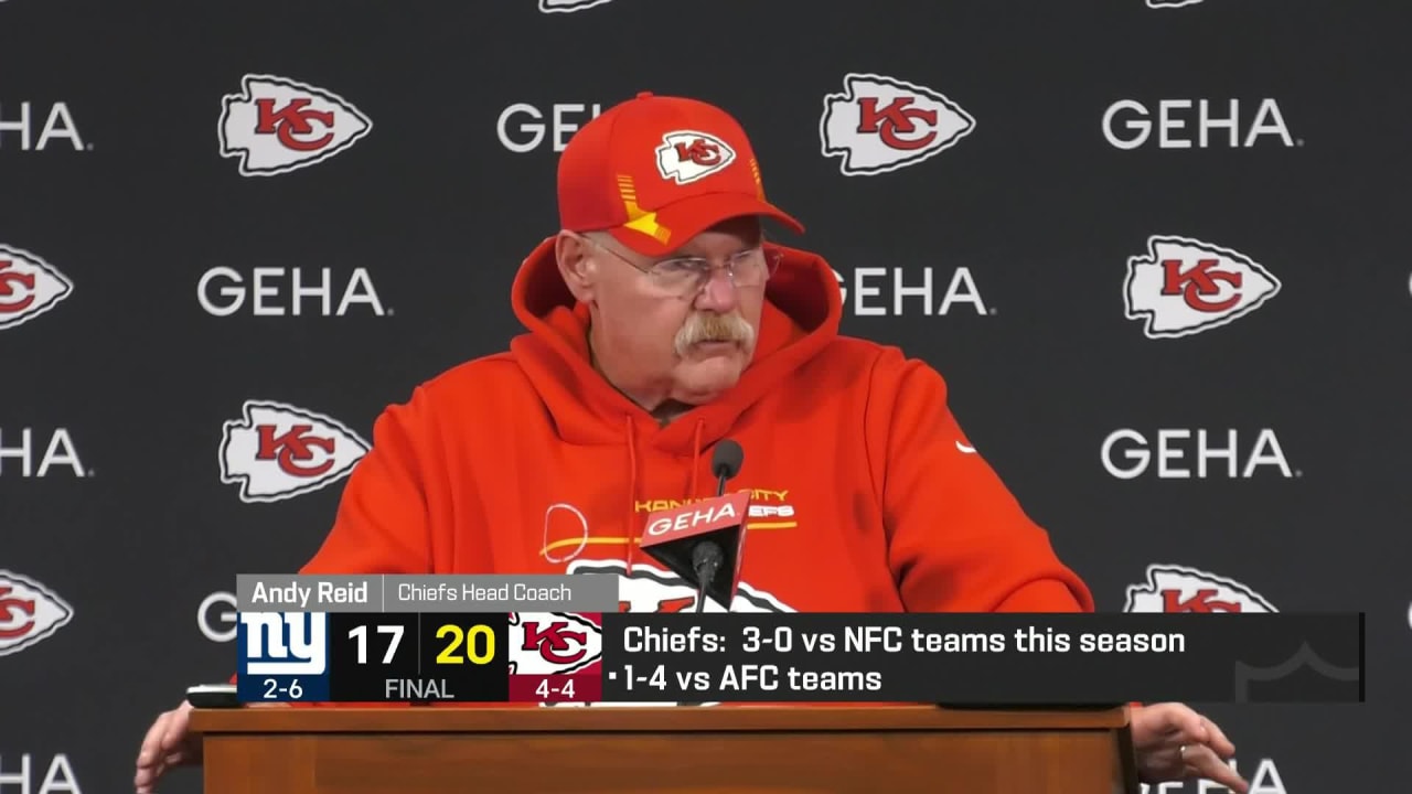 Kansas City Chiefs Head Coach Andy Reid Reacts To Chiefs' Win Over New ...