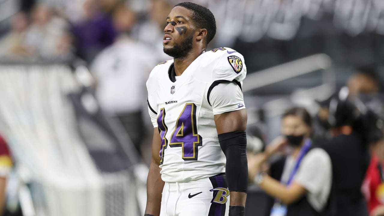 Baltimore Ravens cornerback Marlon Humphrey (44) in action against