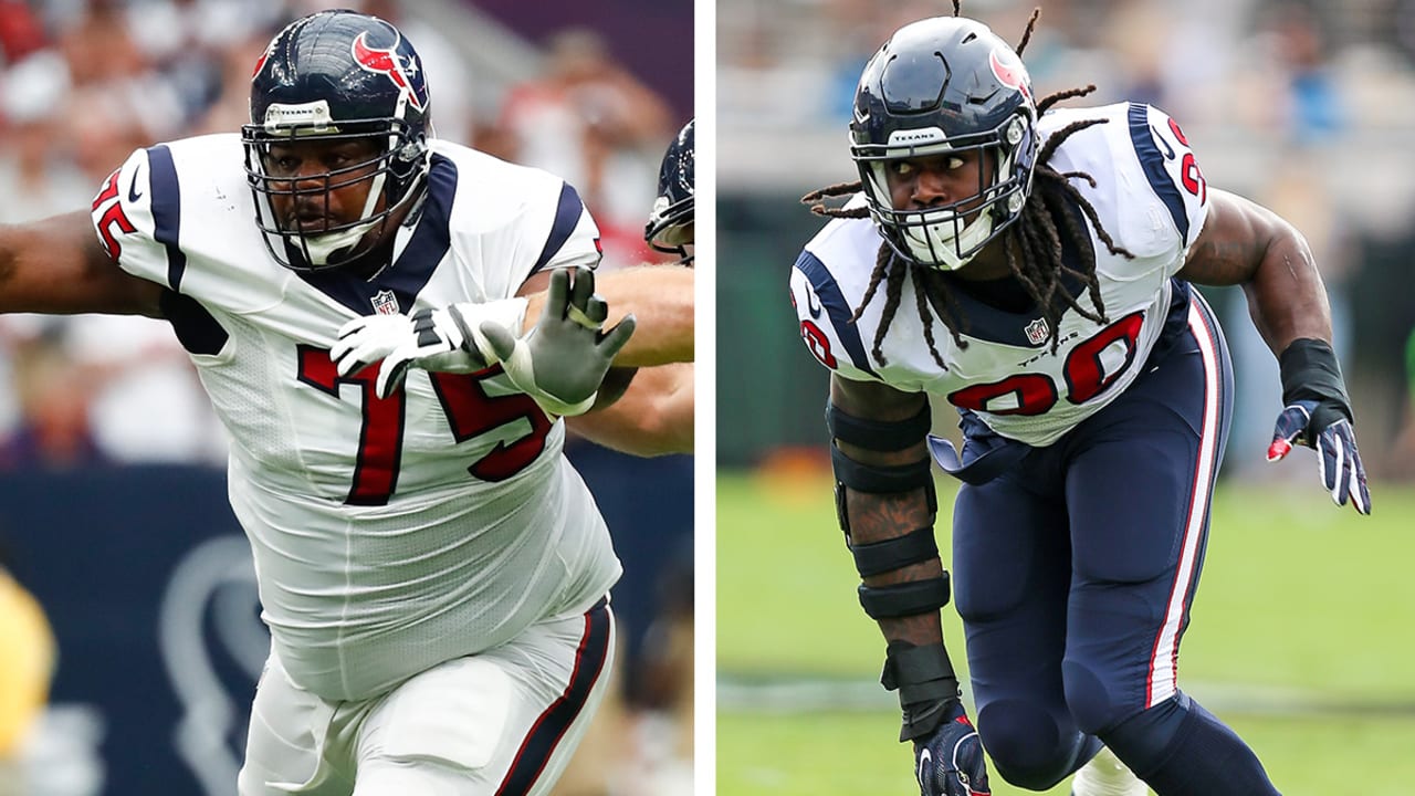 Texans swap jerseys at practice and Jadeveon Clowney looks comically small  in Vince Wilfork's