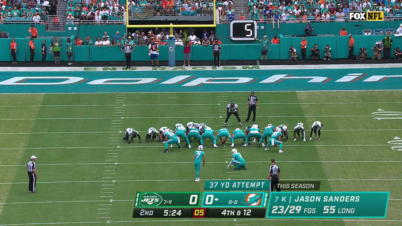 Miami Dolphins kicker Jason Sanders' 39-yard FG puts first Dolphins points  on the board