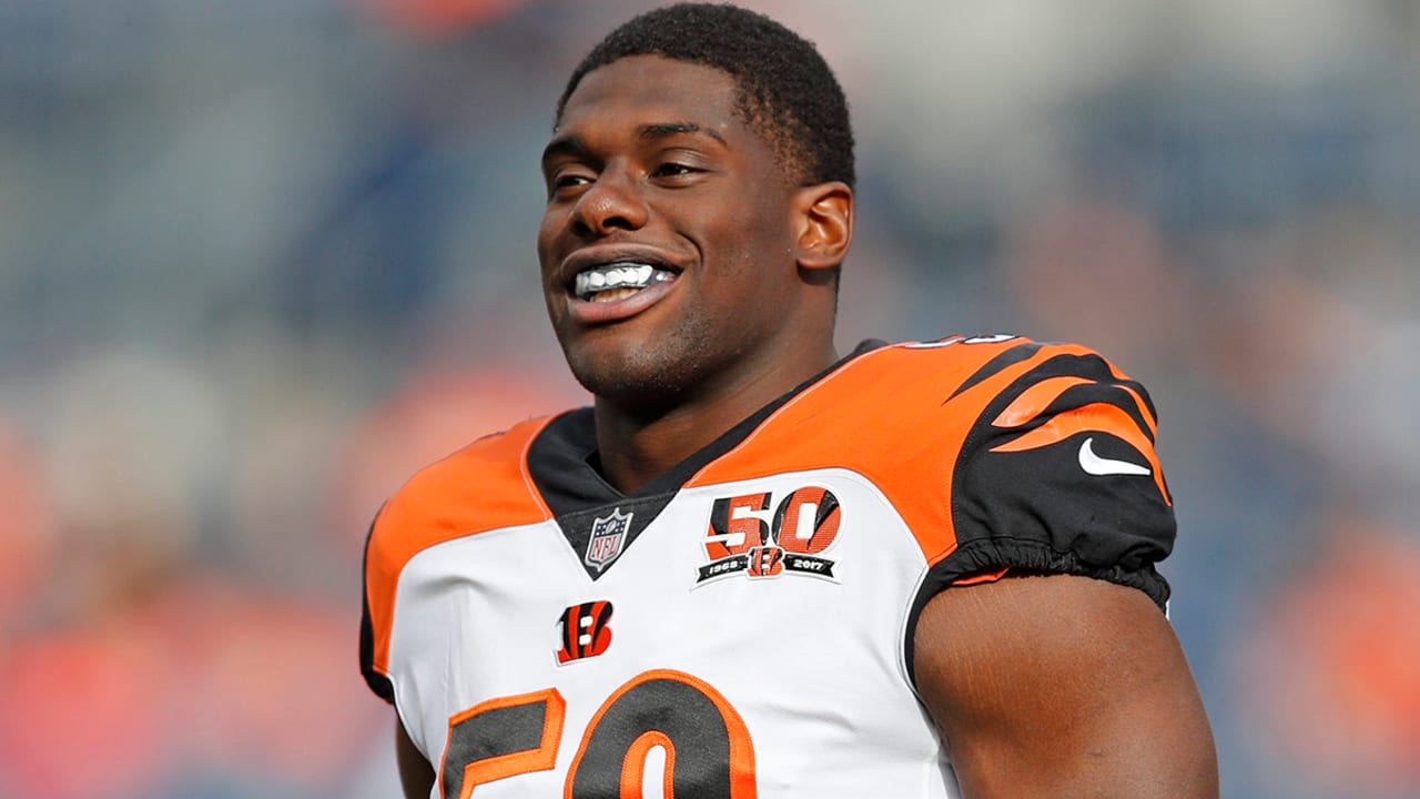 Carl Lawson of the Cincinnati Bengals looks on before a NFL