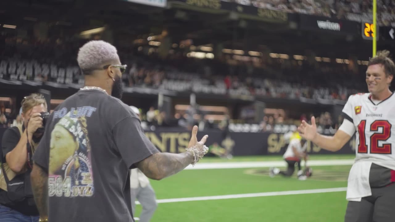 Free agent WR Odell Beckham Jr. is in the Superdome for Saints game against  Buccaneers, Saints