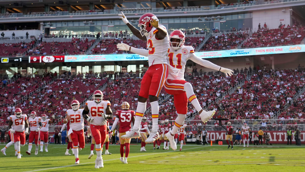 Kansas City Chiefs wide receiver Byron Pringle beats San Francisco