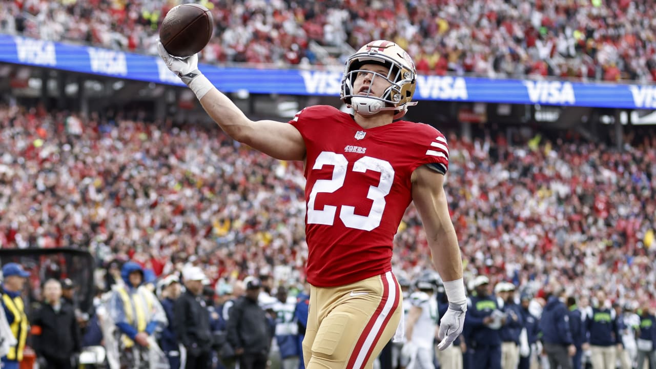 Christian McCaffrey TD video: 49ers RB hits spin button, breaks off longest  run for score as a Niner - DraftKings Network