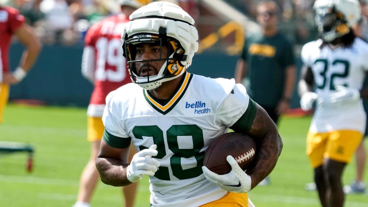 A.J. Dillon getting some good work in, first Packers rookie in town 