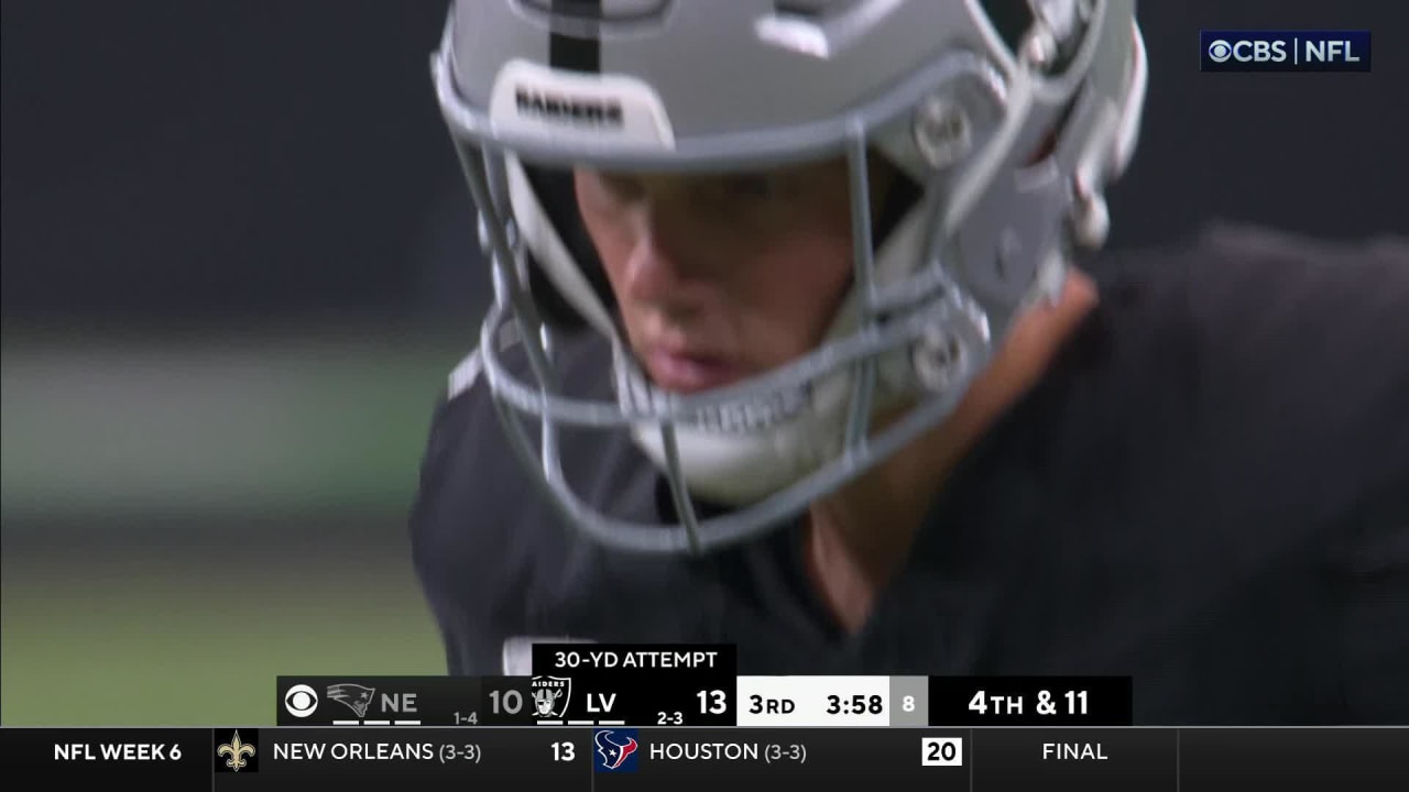 Las Vegas Raiders Kicker Daniel Carlson Knocks Down His Third Field ...