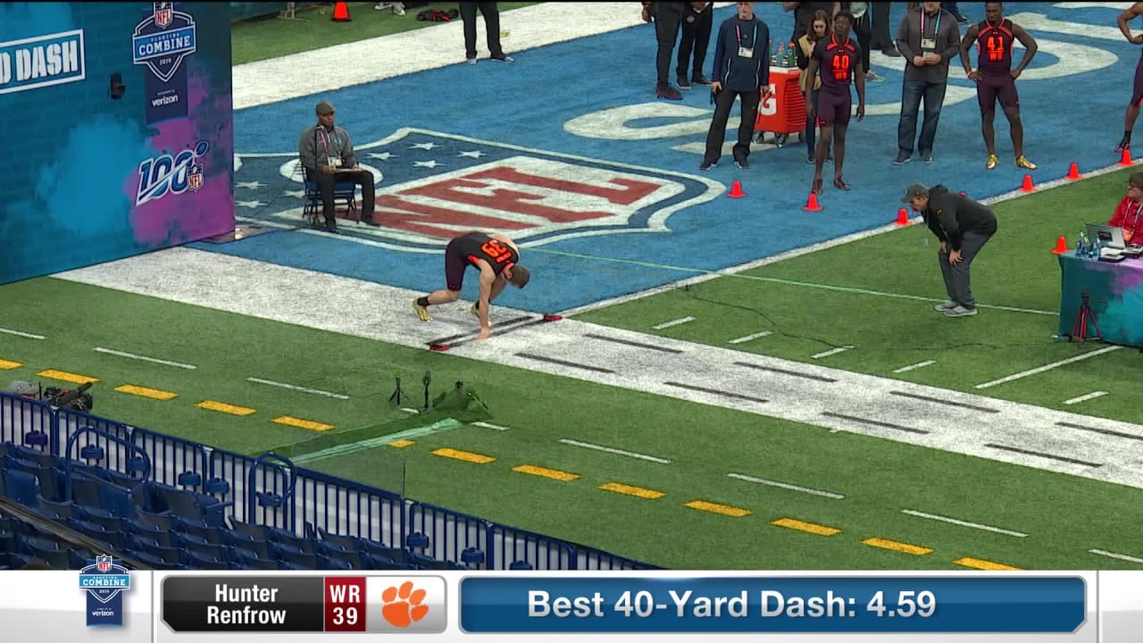 Clemson wide receiver Hunter Renfrow runs an official 4.59 40-yard dash at  2019 combine