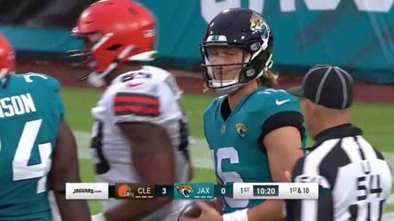 Cleveland Browns strip-sack Jacksonville Jaguars quarterback Trevor  Lawrence on QB's first snap