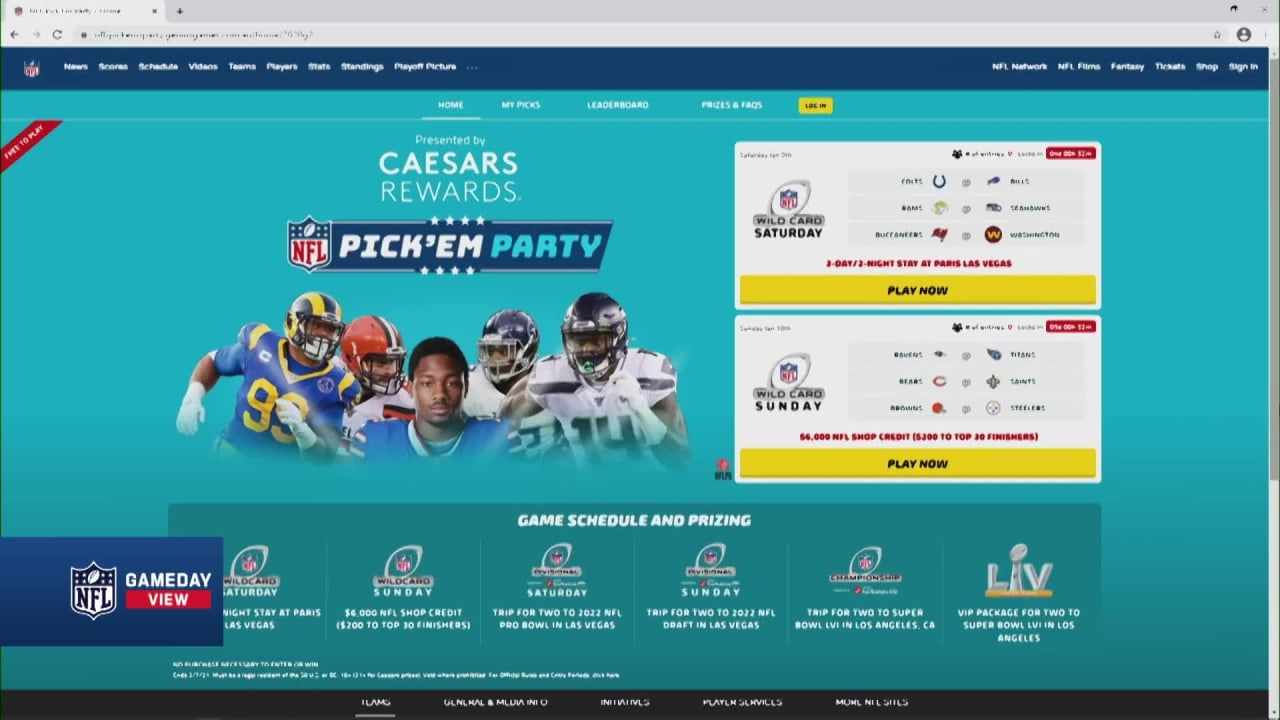 NFL GameDay View': Super Wild Card Weekend Caeser's Pick'em Party