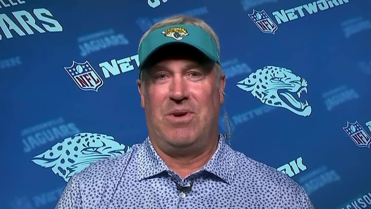 Jacksonville Jaguars head coach Doug Pederson reacts to Jags being