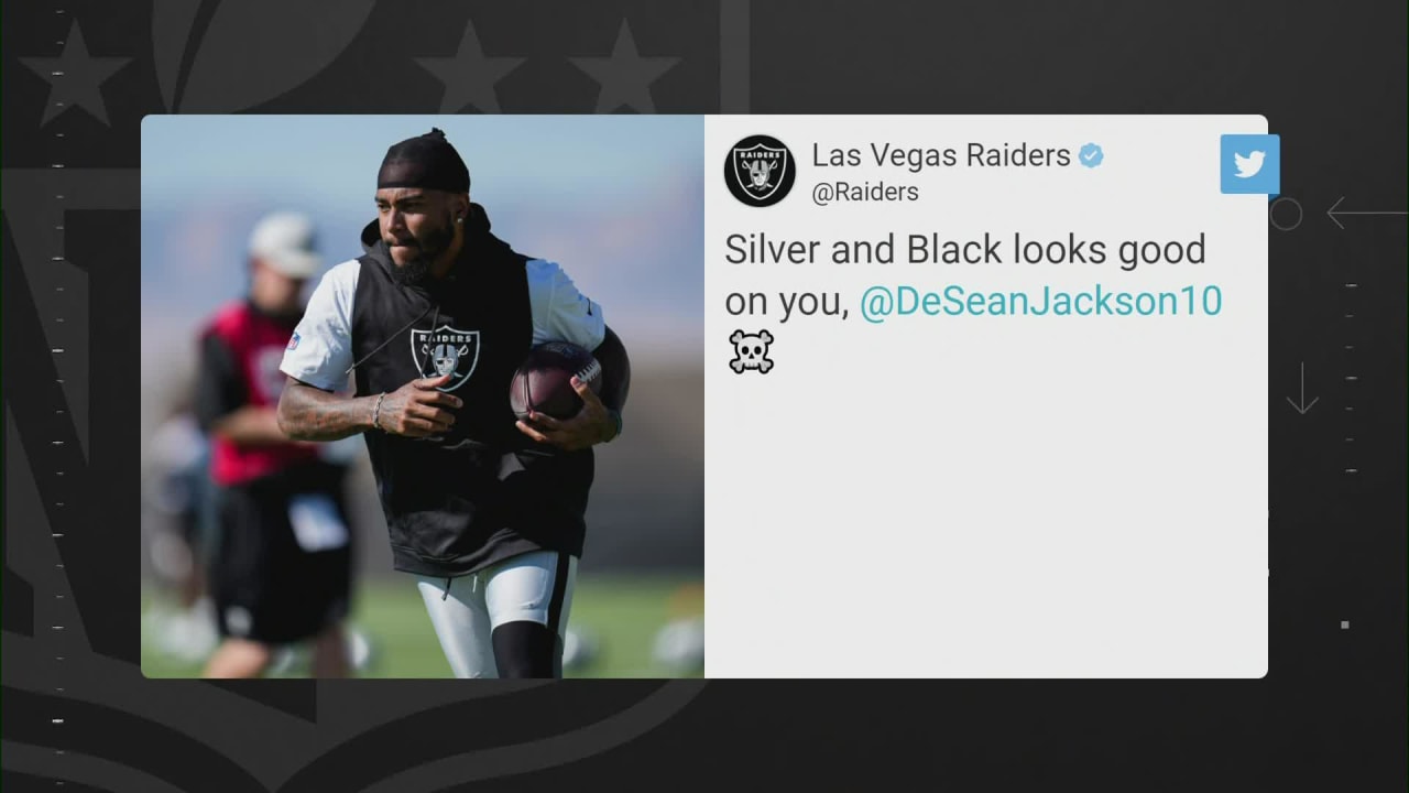 Get a first look at wide receiver DeSean Jackson in Raiders gear at Las  Vegas practice