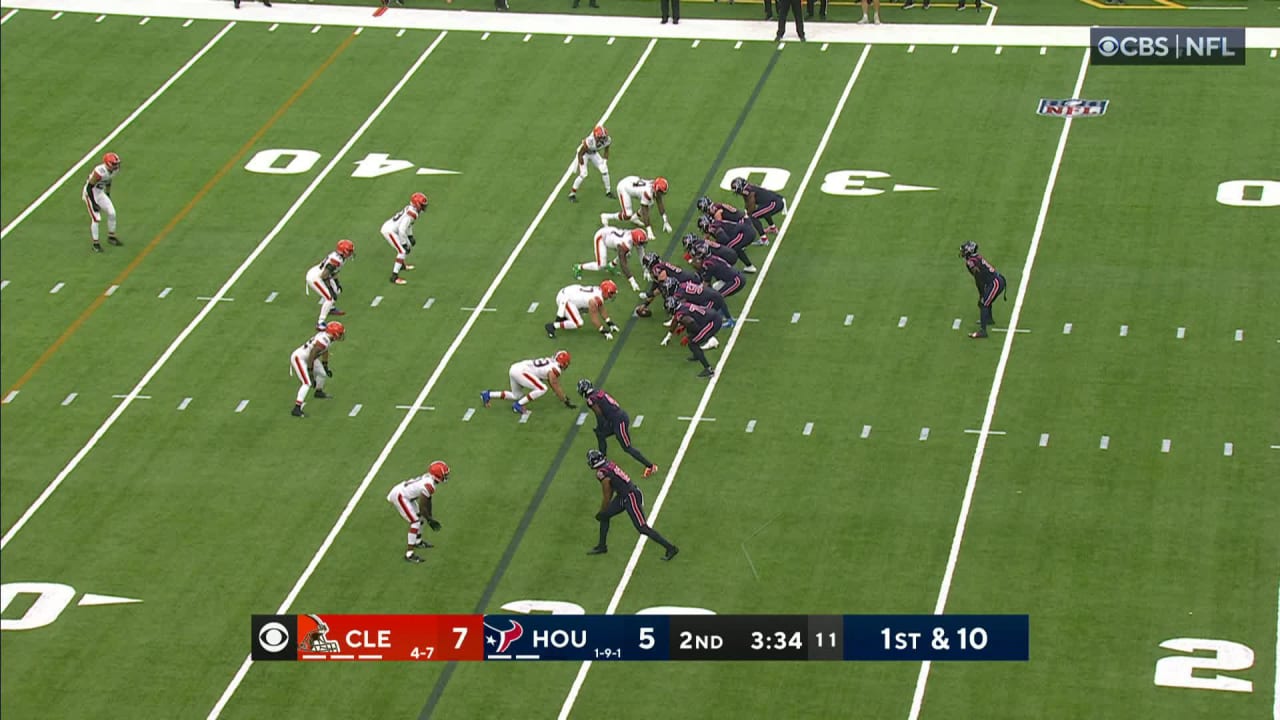 Houston Texans running back Dameon Pierce trucks defender into the turf ...