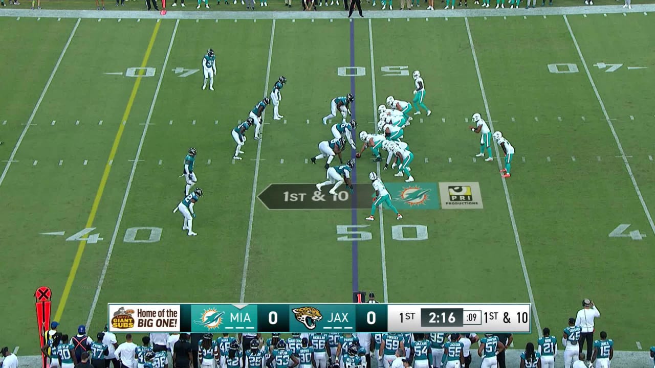 Miami Dolphins running back Salvon Ahmed's speed can hardly be contained on  42-yard run