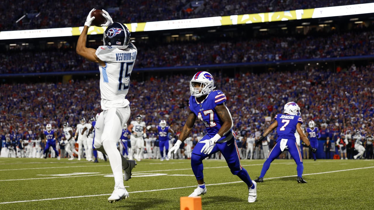 Tennessee Titans wide receiver Nick Westbrook-Ikhine (15) runs a route  during their game against the New York Giants Sunday, Sept. 11, 2022, in  Nashville, Tenn. (AP Photo/Wade Payne Stock Photo - Alamy