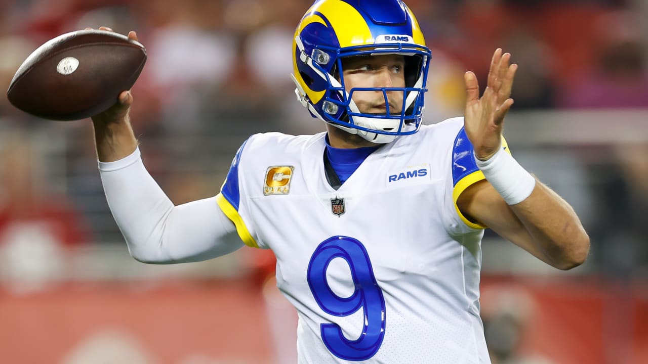 Los Angeles Rams quarterback Matthew Stafford connects with wide receiver  Van Jefferson to convert on third down