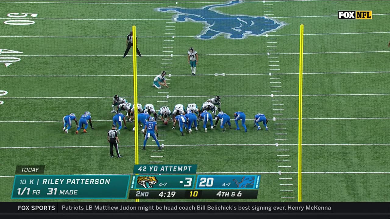 Jacksonville Jaguars kicker Riley Patterson's 42-yard FG trims Detroit Lions'  lead to 14 in second quarter