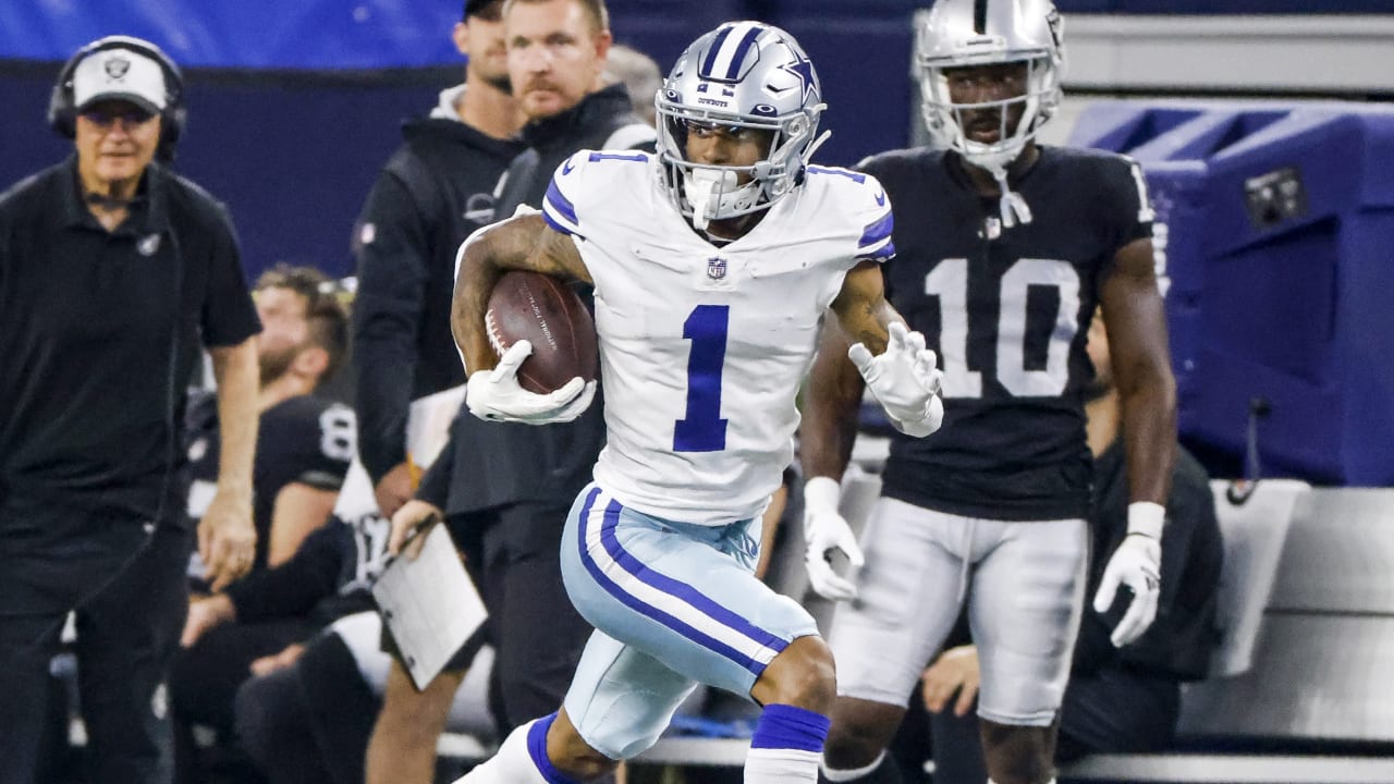 Dallas Cowboys wide receiver Cedrick Wilson (1) warms up prior to an NFL  football game against the New England Patriots, Sunday, Oct. 17, 2021, in  Foxborough, Mass. (AP Photo/Stew Milne Stock Photo - Alamy