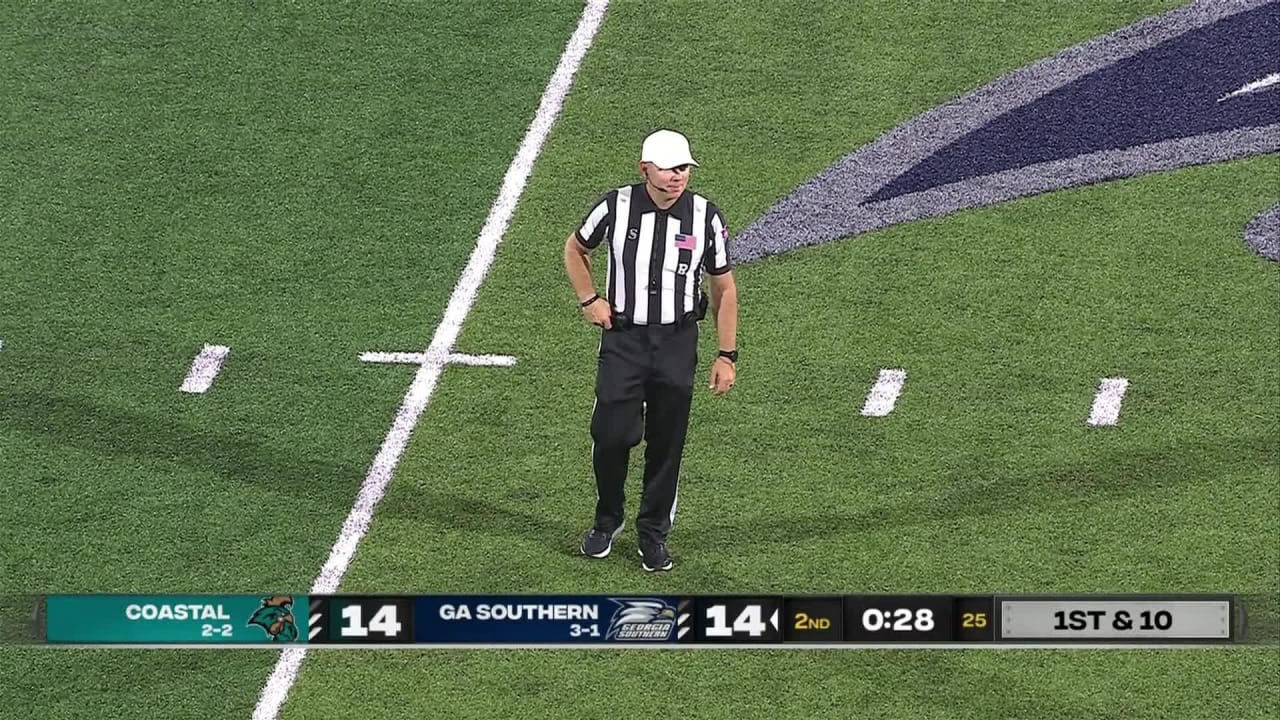 Georgia Southern Eagles running back Jalen White darts downfield for  29-yard rush