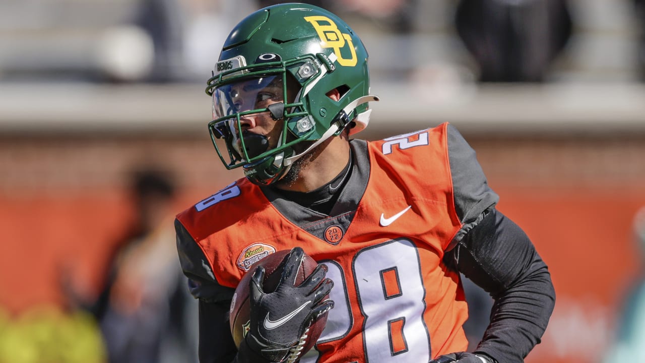 Baylor Bears running back Abram Smith takes Pittsburgh Panthers quarterback Kenny Pickett's