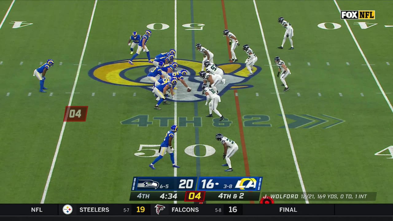 Los Angeles Rams quarterback John Wolford's playaction fake fools