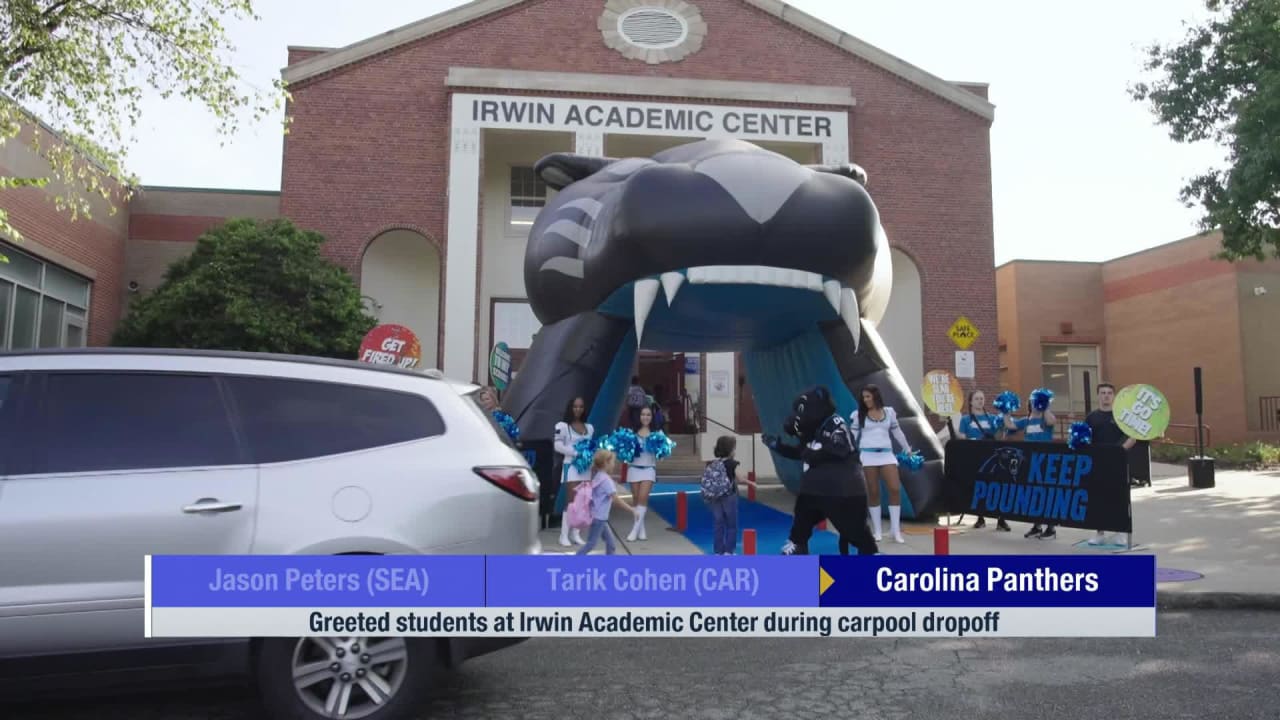 Carolina Panthers greeted students at Irwin Academic Center during