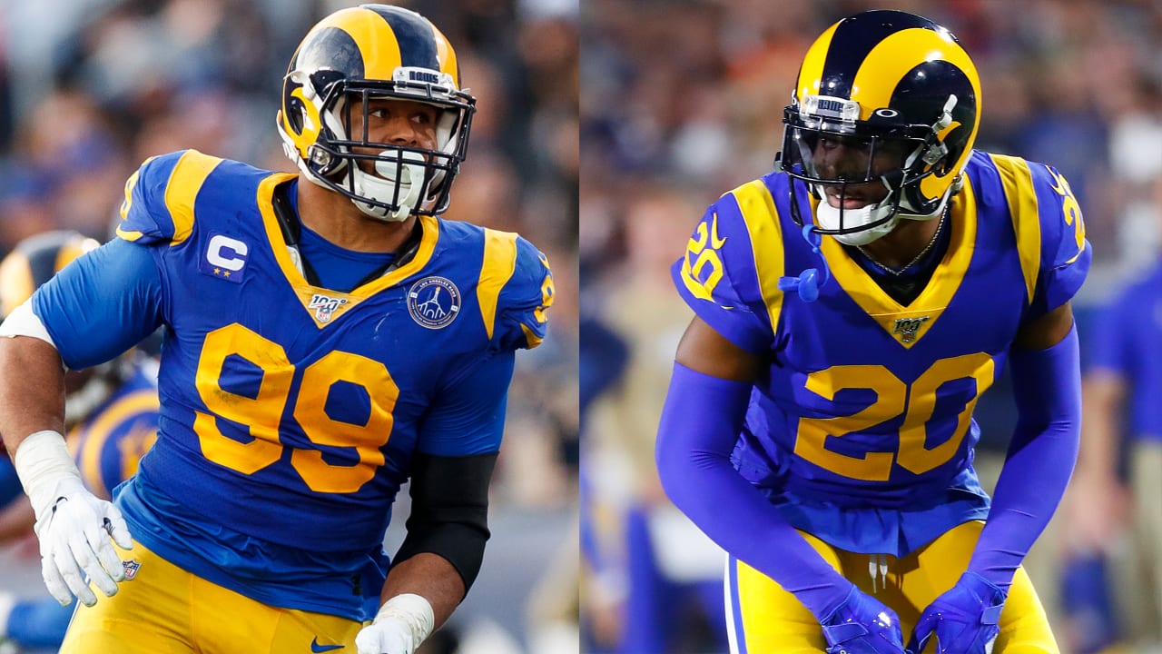 Download Cornerback Jalen Ramsey Rams In Blue Wallpaper