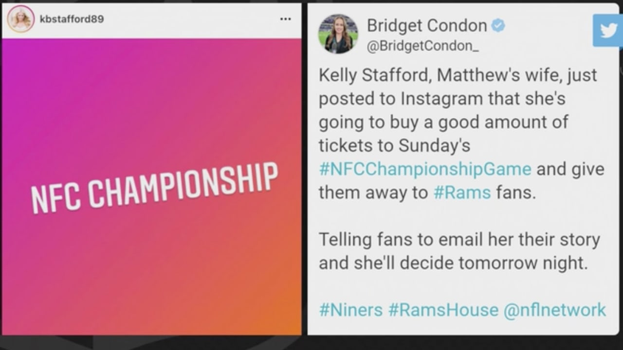 Los Angeles Rams quarterback Matthew Stafford's wife Kelly Stafford is  giving away NFC championship tickets to Rams fans