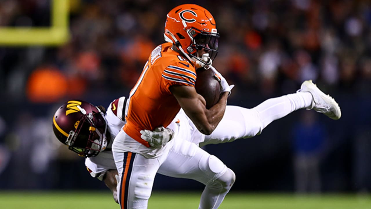 Chicago Bears wide receiver Darnell Mooney (11) runs a route during an NFL  preseason football game