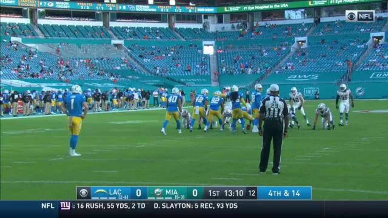 Dolphins' Andrew Van Ginkel blocks punt vs. Chargers to set up score