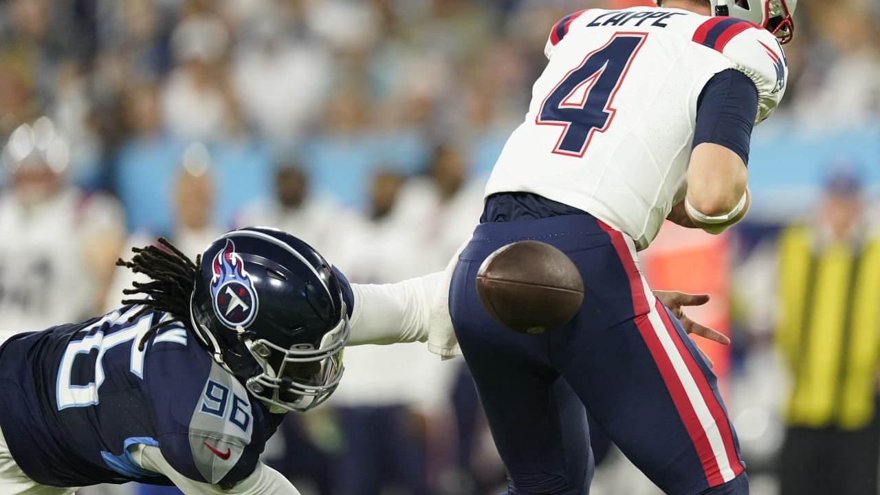 Tennessee Titans defensive tackle Denico Autry (96) runs off the field  during the first half of an NFL football game against the New England  Patriots, Sunday, Nov. 28, 2021, in Foxborough, Mass. (