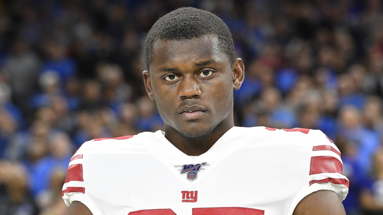 Georgia corner back Deandre Baker poses with his new team jersey after the  New York Giants selected Baker in the first round at the NFL football  draft, Thursday, April 25, 2019, in