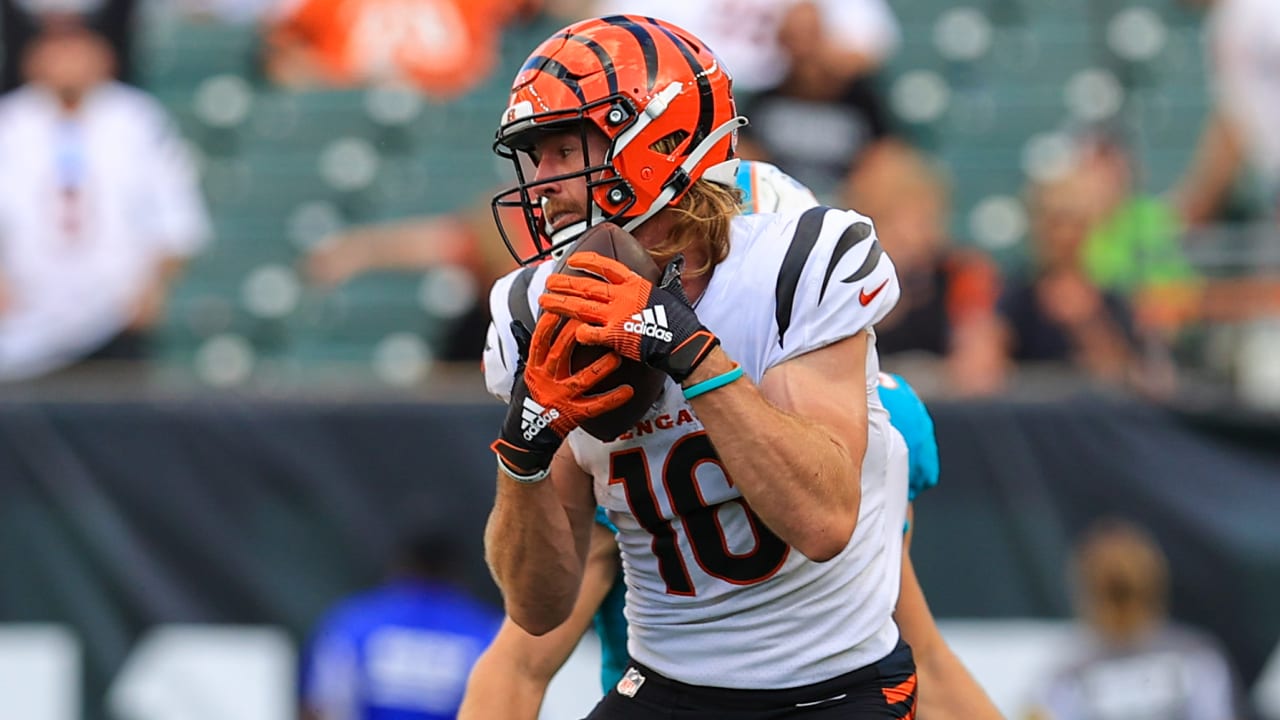 Cincinnati Bengals wide receiver Trenton Irwin secures Bengals quarterback Kyle Shurmur's
