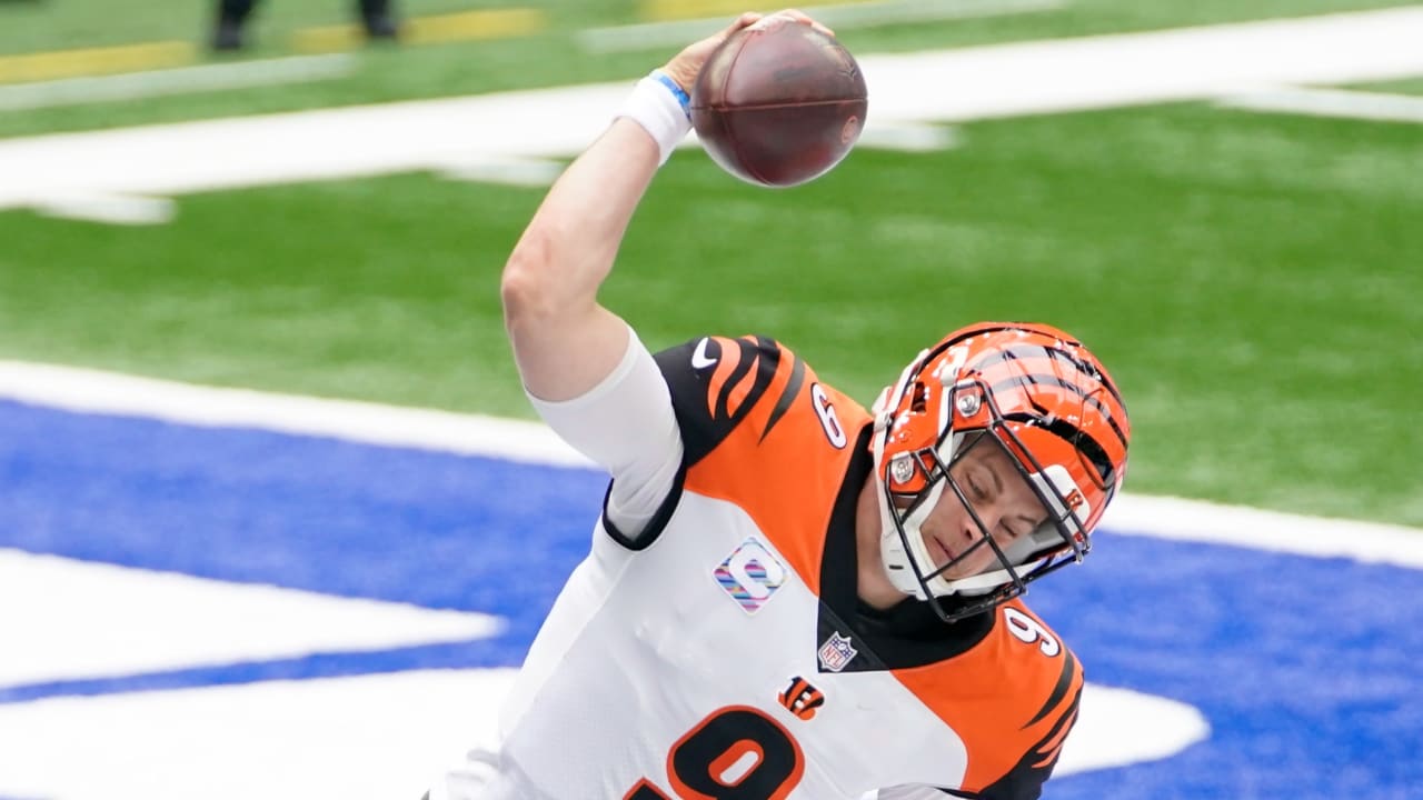 Joe Burrow Cincinnati Bengals Unsigned Throwing the Ball in White