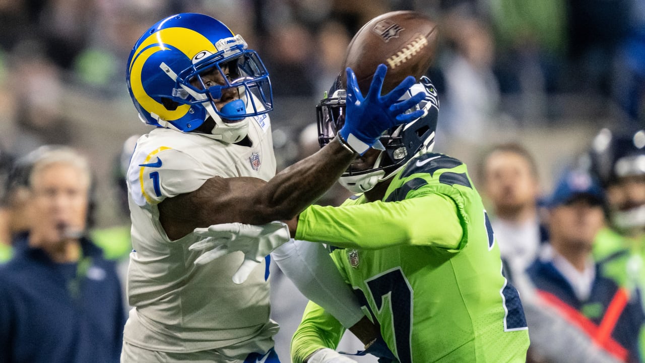 Sunday, September 26, 2021; Englewood, CA USA; Los Angeles Rams wide  receiver DeSean Jackson (1) is interviewed by the NFL Networks after an NFL  game against the Tampa Bay Buccaneers at SoFi