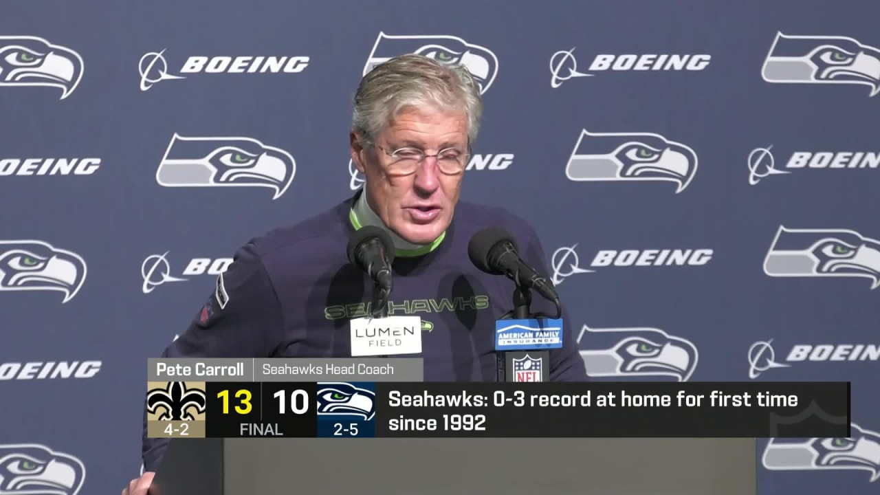 Seattle Seahawks Head Coach Pete Carroll Reacts To The Seahawks Falling ...