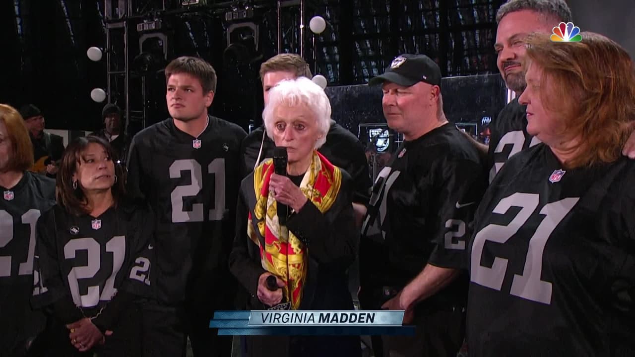 Virginia Madden lights torch pregame in honor of NFL Legend John Madden